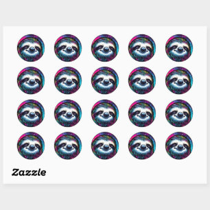 Sticker Rond Sloth cosmique