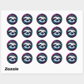 Sticker Rond Sloth cosmique