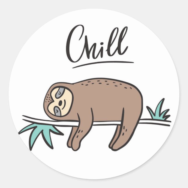 Sticker Rond Sloth dit "Chill" (Devant)