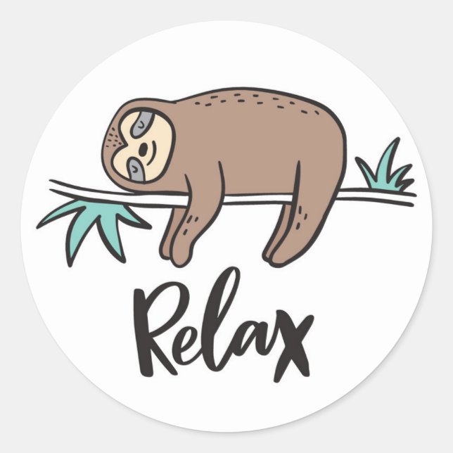 Sticker Rond Sloth Dit Relax (Devant)