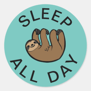 Sticker Rond Sloth Dormir toute la journée