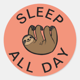 Sticker Rond Sloth Dormir toute la journée