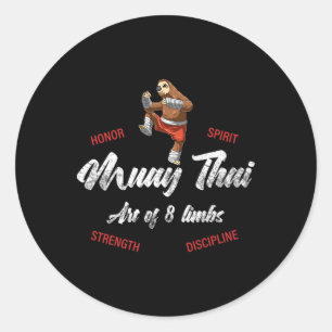 Sticker Rond Sloth Fighter - Muay Thai Boxe Thaïlandaise Et Kic