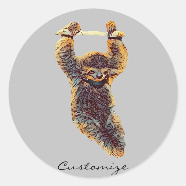 Sticker Rond Sloth Hanging Out Thunder_Cove (Devant)