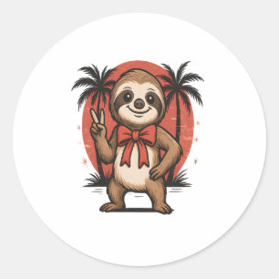 Sticker Rond Sloth Summer Beach Rocking