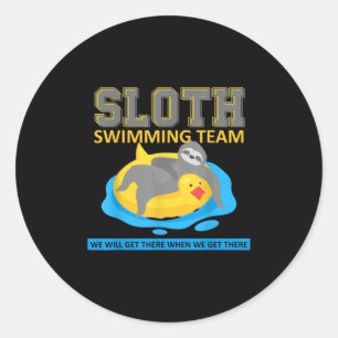 Sticker Rond Sloth Swim Team Swim Team Funny Cadeau