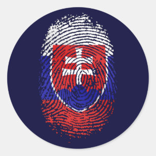 Sticker Rond Slovaque par ADN - Slovaquie Drapeaux d'empreintes