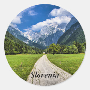 Sticker Rond Slovénie, photo pittoresque avec Alpes