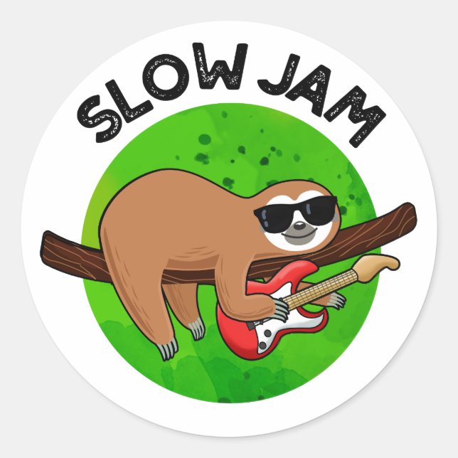 Sticker Rond Slow Jam Funky Musique Animal Pun (Devant)