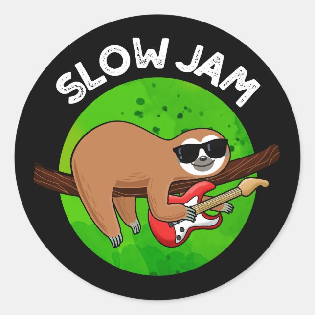 Sticker Rond Slow Jam Funny Musique Animal Pun Dark BG (Devant)