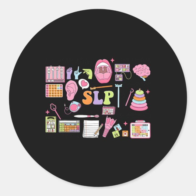 Sticker Rond Slp Speech Therapy Speech Language Pathologist App (Devant)