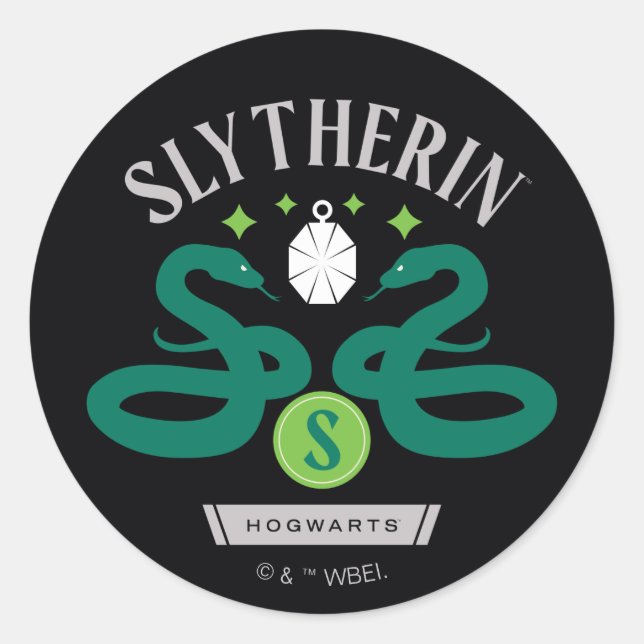 Sticker Rond SLYTHERIN™ House Double Snake Locket Graphique (Devant)