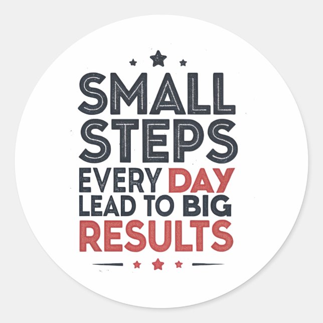 Sticker Rond Small Steps Every Day Lead – Motivational Quote De (Devant)