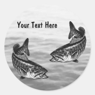 Sticker Rond Smallmouth Bass Fishing