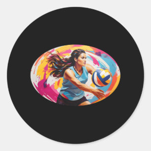 Sticker Rond Smart Underhand Serve - Joueuse de volley-ball fém