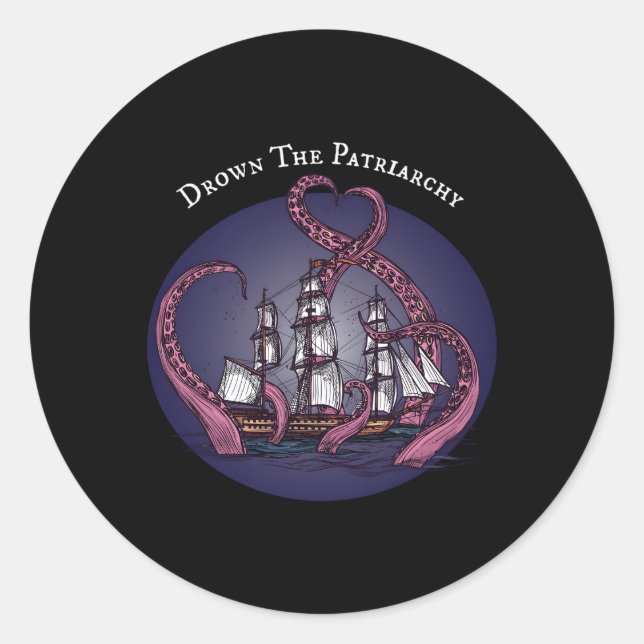 Sticker Rond Smash Le Patriarcat Féministe Octopus Féminisme (Devant)