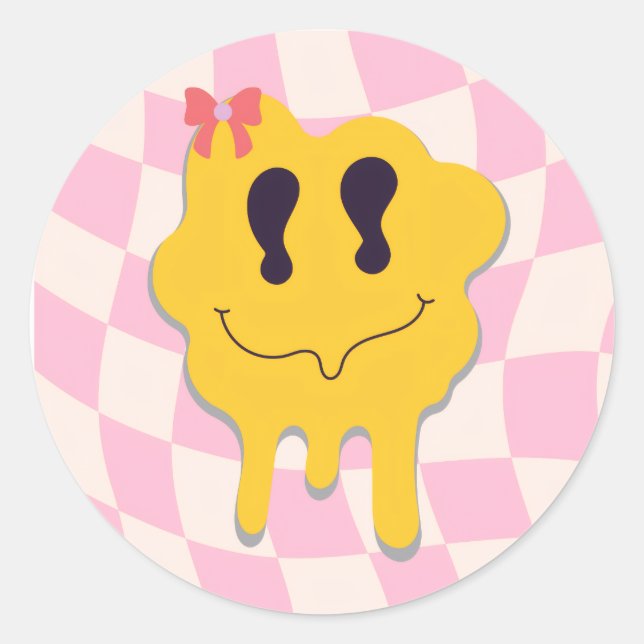Sticker Rond smile pink (Devant)