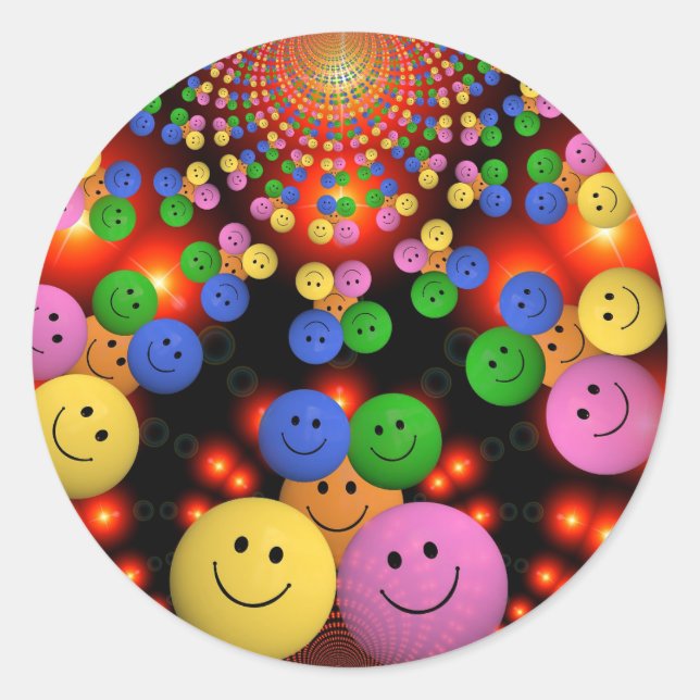 Sticker Rond Smiley visages autocollants. (Devant)