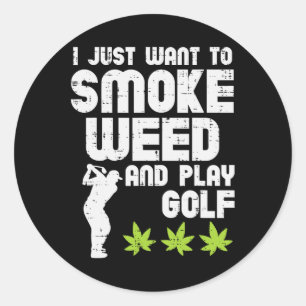 Sticker Rond Smoke Weed Play Golf Golf Thc Golfer Stone