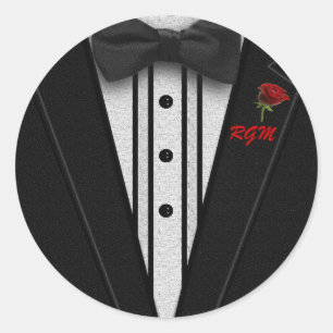 Sticker Rond Smoking avec le monogramme de cravate d'arc