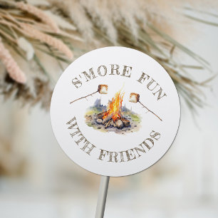 Sticker Rond Smore Fun Cute Camping Anniversaire de enfant