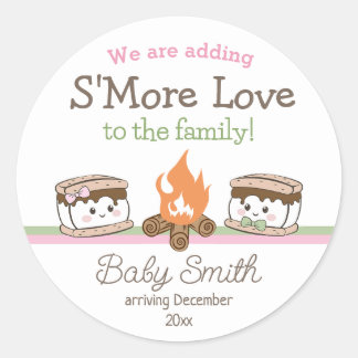 Sticker Rond S'more Love baby shower genre révéler