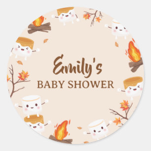 Sticker Rond S'more Love Fall Baby shower de camping rustique