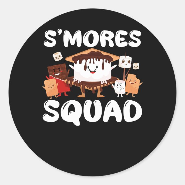 Sticker Rond S'mores Marshmallows Funny Smores Squad Camping Ca (Devant)