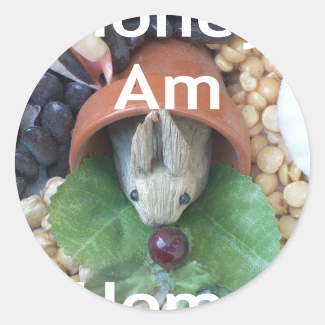 Sticker Rond Snacking de lapin mignon (Devant)