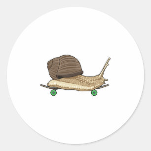 Sticker Rond Snail as Skateboard avec Skateboard