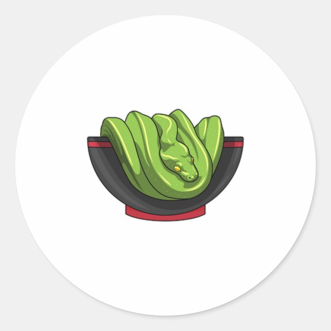 Sticker Rond Snake avec Ramen Bowl (Devant)