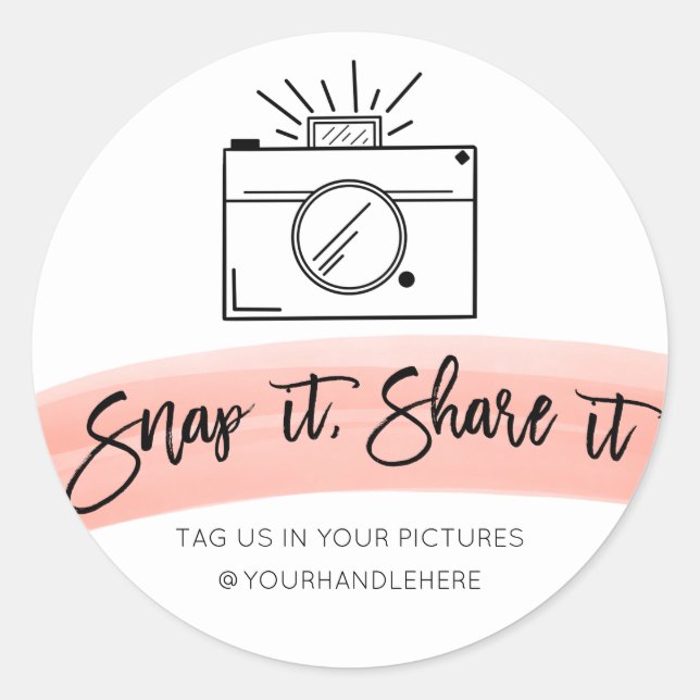 Sticker Rond Snap It Share It Caméra Aquarelle Média sociaux (Devant)