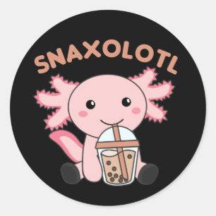 Sticker Rond Snaxolotl Axolotl Amateurs de thé à bulles Animaux