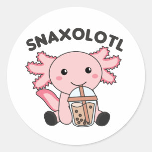 Sticker Rond Snaxolotl Axolotl Amateurs de thé à bulles Animaux