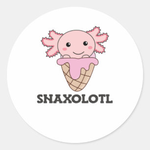 Sticker Rond Snaxolotl Axolotl Strawberry Ice Lovers Sweet