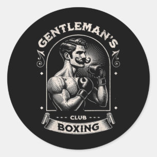 Sticker Rond #snirt Gentleman's Boxing Club Rétro avec boîte mo