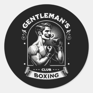Sticker Rond #snirt Gentleman's Boxing Club Rétro Avec Boîte Mo