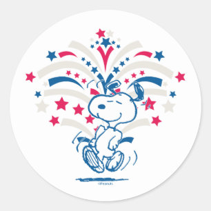 Sticker Rond Snoopy 4 juillet Danse