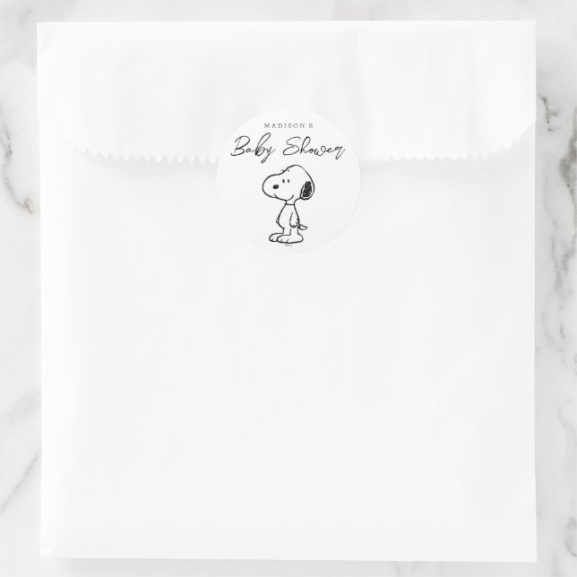 Sticker Rond Snoopy d'arachides | BABY SHOWER (Sac)