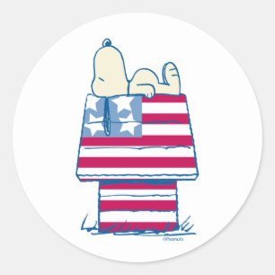 Sticker Rond Snoopy sur 4 juillet Dog House