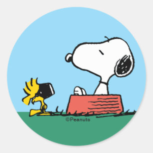 Sticker Rond Snoopy & Woodstock Natation d'été