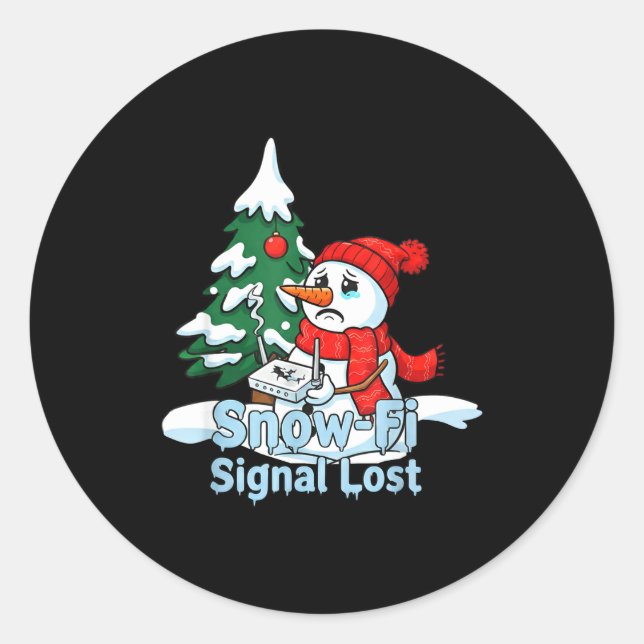 Sticker Rond Snow-fi Signal Lost Funny Snowman Christmas Art  (Devant)