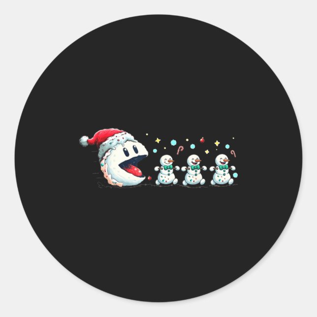 Sticker Rond Snow Man Xmas Tee Snowman Gamer  (Devant)