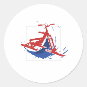 Sticker Rond Snowbike Splatter Paint Snow Bike Sports Gift