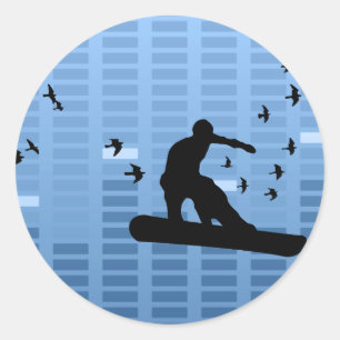 Sticker Rond snowboard avec oiseaux.