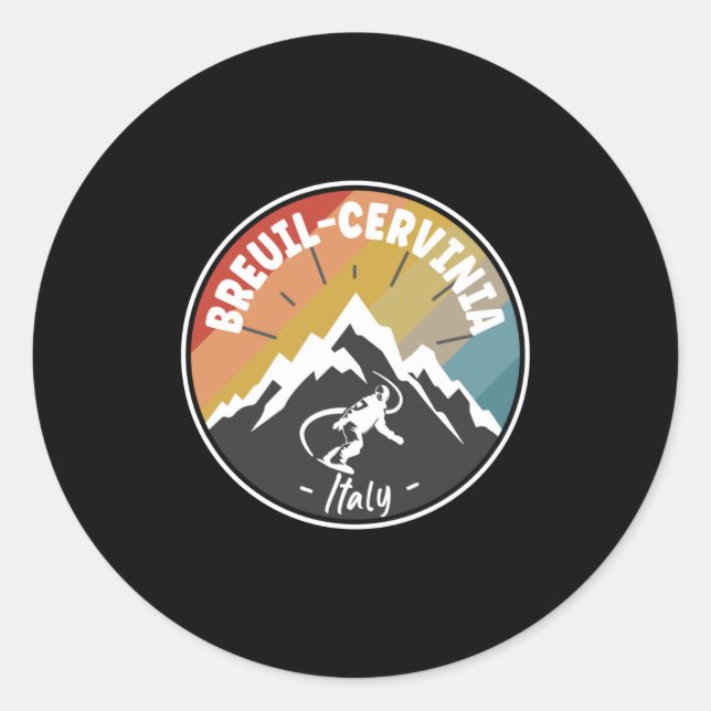 Sticker Rond Snowboard Breuil-Cervinia Italy (Devant)