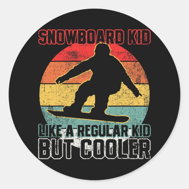 Sticker Rond Snowboard Kid Snowboardeur Snowboard (Devant)
