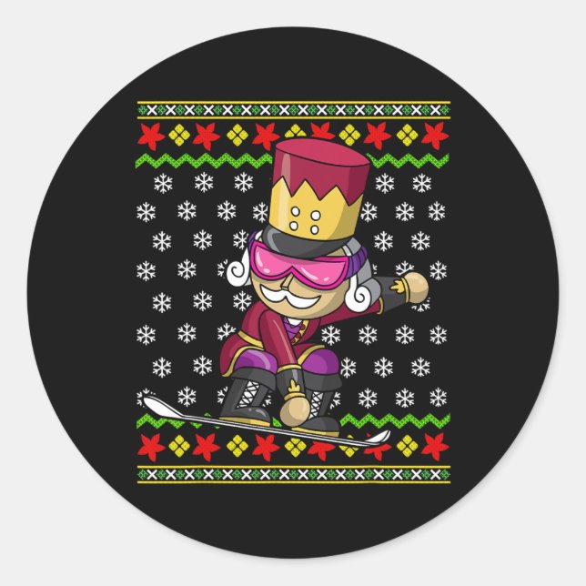 Sticker Rond Snowboard Nutcracker Snowboard Laid Noël S (Devant)