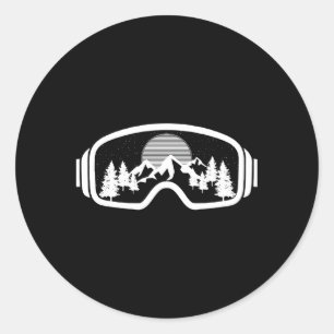 Sticker Rond Snowboard Ski ski lunettes Snowboarder Skier Gagne