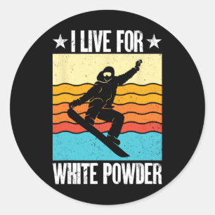 Sticker Rond Snowboard Snowboard Équipement Je Vis Pour White P